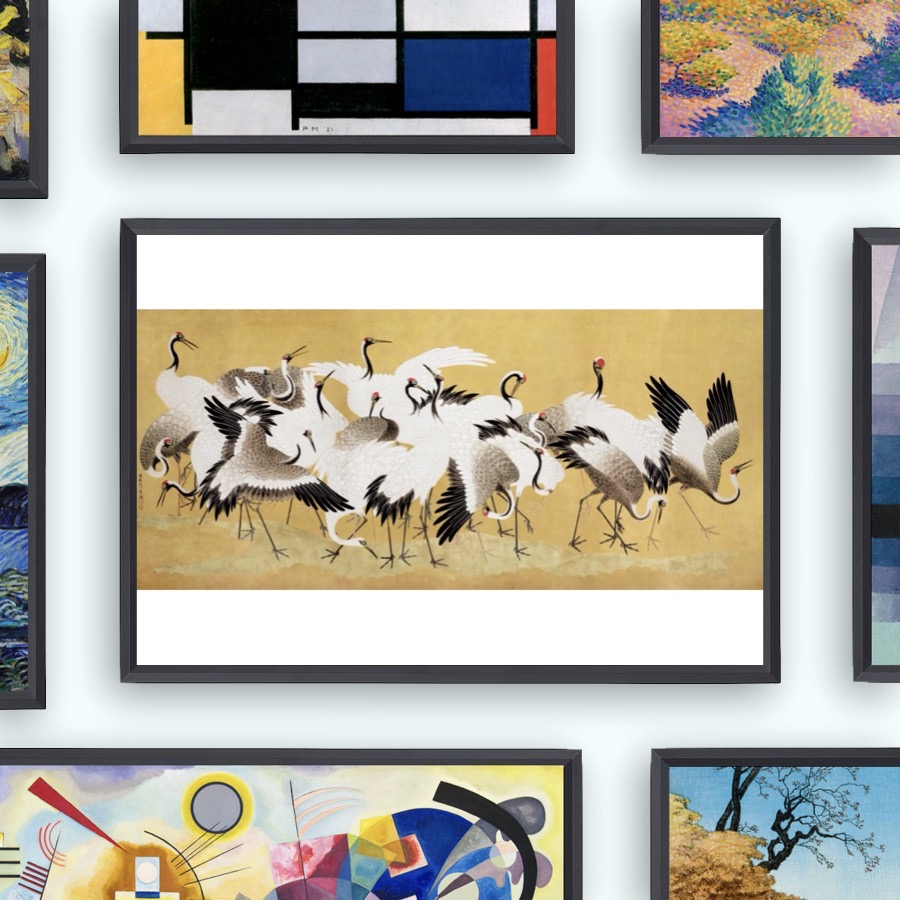 Japanese flock of cranes