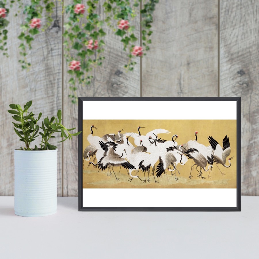 Japanese flock of cranes